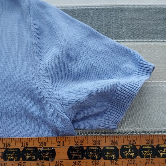 Light Purple Polo Style Pullover Short Sleeve Sweater Coastal Grandma Preppy - Picture 4 of 7